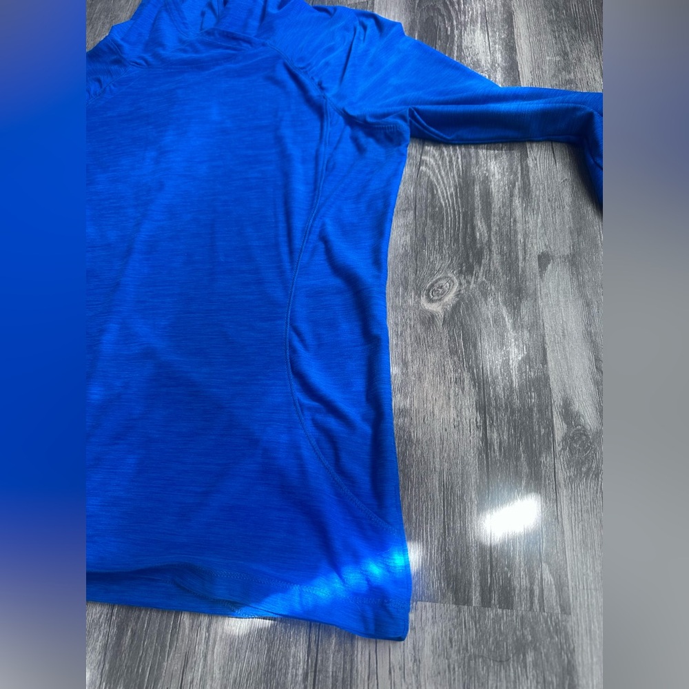Danskin Long Sleeve Pullover Hooded Athletic Shirt – Size Large | Royal Blue - Picture 9 of 13